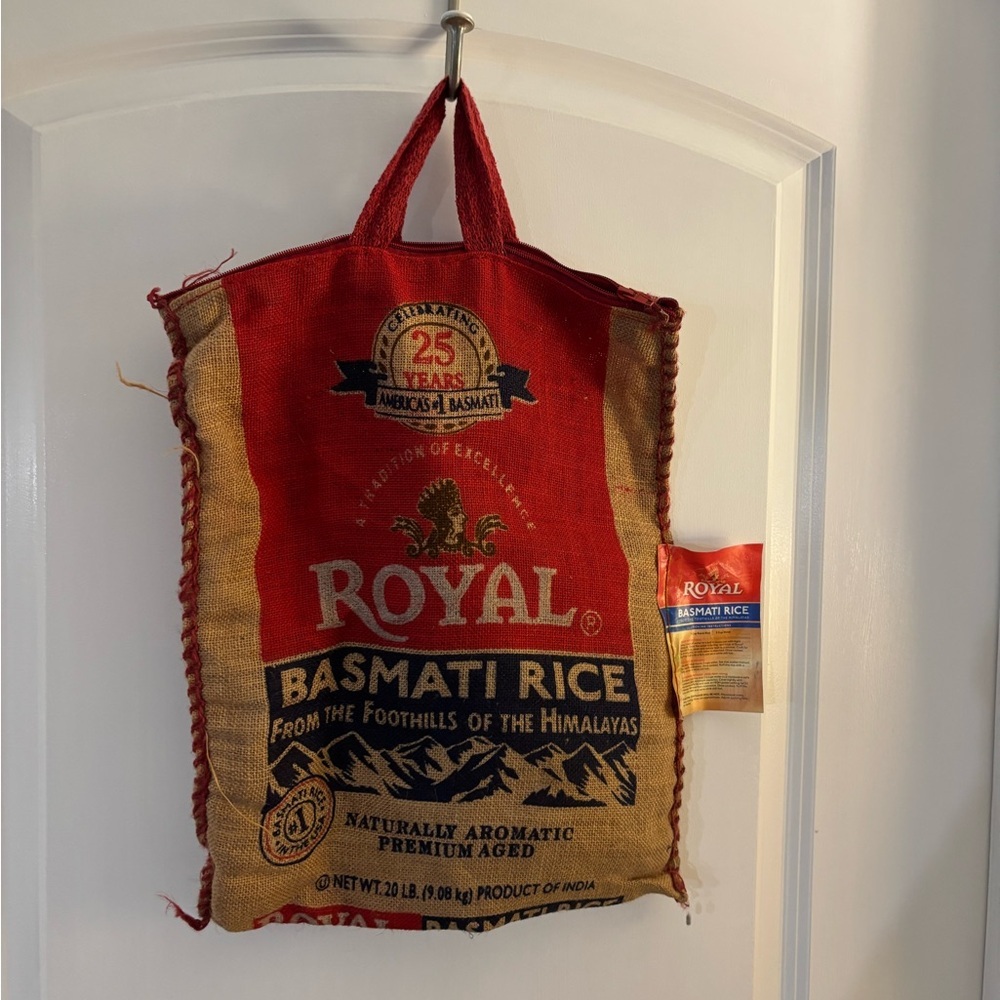 Royal Basmati Rice Tote Bag in Red and Tan